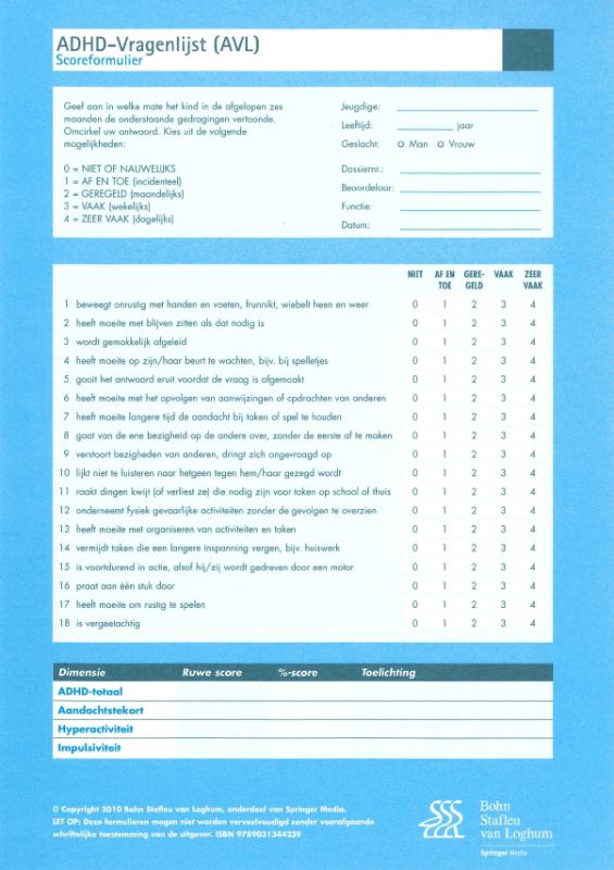 AVL ADHD-Vragenlijst Formulieren